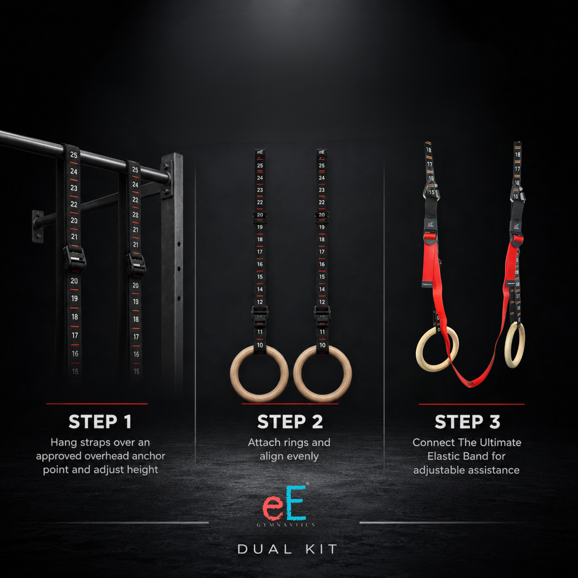 eE Dual Kit | Adjustable Gymnastics Rings + The Ultimate Elastic Band